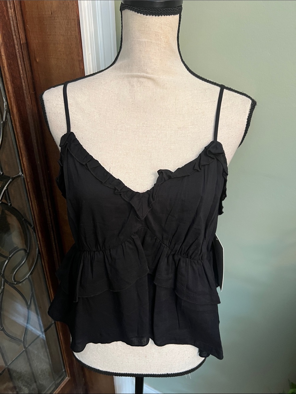 Women’s Black Ruffle Tiered Camisole